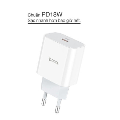 Cốc Sạc Hoco C76A Cổng Sạc Type-C hỗ trợ sạc nhanh QC3.0 và PD18W(Trắng),HÀNG CHÍNH HÃNG