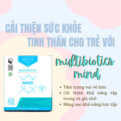 Thức Uống Dạng Bột  ActivHealth Multibiotics Mind Duy Trì Hệ Vi Khuẩn Đường Ruột, Hỗ Trợ Giải Tỏa Căng Thẳng, Bổ Sung Năng Lượng Cho Cơ Thể (Hộp 30 Gói x 120g)