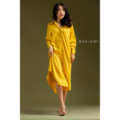 Baciami-Đầm Sơ Mi Tay Dài Phôm Rộng