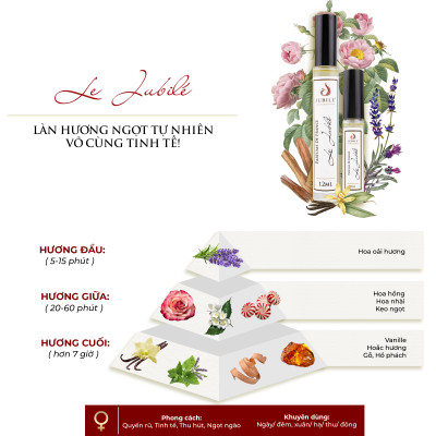 Le by Jubilé - Tinh dầu nước hoa Pháp nữ Dạng lăn 12ml Thơm Lâu, Sang Trọng, Quyến Rũ