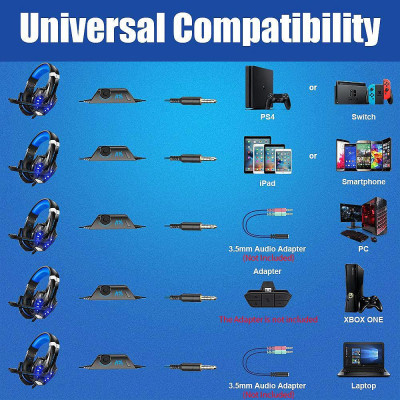 Tai nghe chơi game giảm tiếng ồn 3,5 mm Thay thế cho PC Máy tính xách tay Điện thoại thông minh PS4 KOTION EACH G9000  