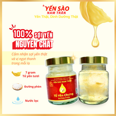 [Combo 3 hộp] Yến chưng Đường phèn 7 gram Tổ Yến Tươi - Yến Sào Nam Trân. Hộp (6 lọ x 70 ml)