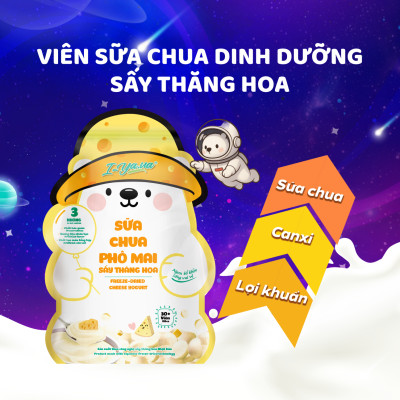 [Mua 2 tặng 1 Móc Khóa Gấu] Sữa Chua Sấy Thăng Hoa IYaua Gấu Hạt Nút Vị PHÔ MAI Túi 16G