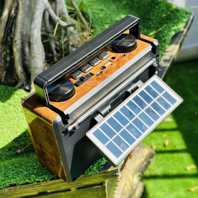 Đài Radio Nghe Nhạc FP-2382-S -Sạc Năng Lượng Mặt Trời, Đài FM, AM, SW-Thiết Kế Cổ Điển Sang Trọng, Ăn-Ten Bắt Sóng Mạnh, Hỗ Trợ Cắm USB-Thẻ Nhớ-Hàng Chính Hãng