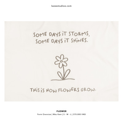 Áo thun - FLOWER | LAZEE STUDIOO | Kem - Be Khói - Đen | Form Oversize
