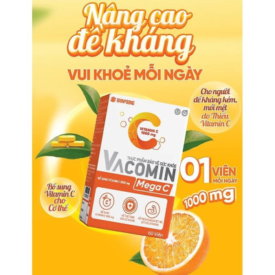 Vacomin Mega C 1000 - Viên uống tăng đề kháng, hấp thu sắt, bổ sung năng lượng Shinpoong Pharma Hộp 60v - Ginseng House