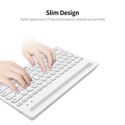 Bàn phím không dây Ajazz 320i Bàn phím không dây 2.4GHz BT -công thái học 79 Phím Bàn phím có giá đỡ - Màu trắng