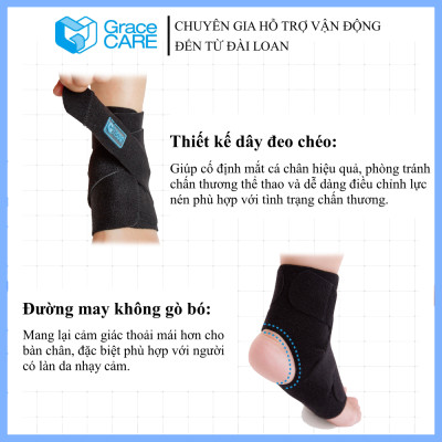 Đai Cố Định Cổ Chân Grace Care AB221 – Hỗ Trợ Chấn Thương, Bong Gân, Tập Luyện Thể Thao