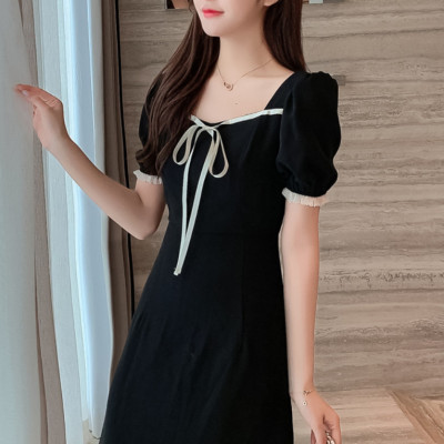 Đầm Ngắn Dễ Thương Nơ Trắng Và Viền Tay DN087 MayHomes Kiểu Dáng Thời Trang