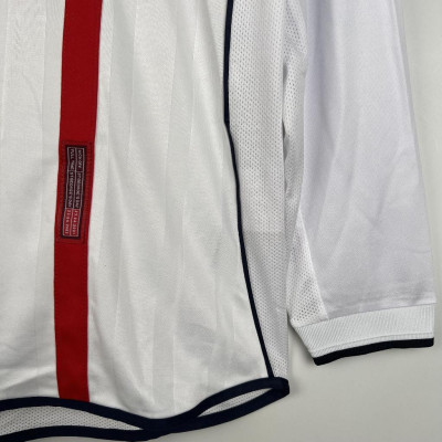 Áo Bóng Đá Retro Tuyển Anh 2002 Dài Tay - Sân Nhà bản cao cấp vải Cotton Polyester