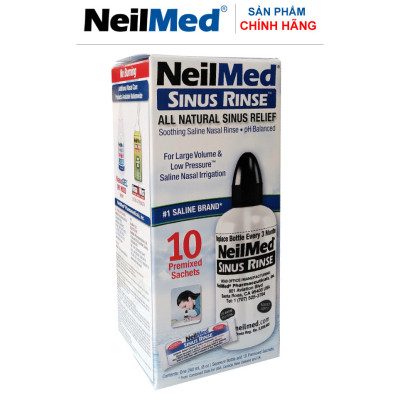 Combo Adult 24h Care: Bình Xịt Rửa Vệ Sinh Mũi Xoang Người Lớn NeilMed Sinus Rinse & Spray -SX Mỹ, Đánh Bật Sổ Mũi, Nghẹt Mũi và Viêm mũi (Bình 10 gói muối rửa; 2 chai xịt phun sương 75ml)