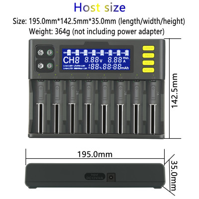 Bộ sạc pin LiitoKala lii-S8 Li-ion 3.7V NiMH 1.2V Li-FePO4 3.2V IMR 3.8V sạc cho 18650 26650 21700 26700 AA AAA