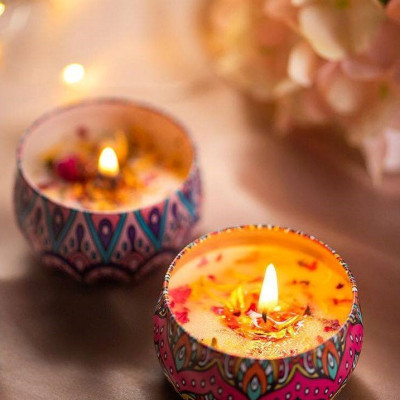 Nến thơm hoa khô thiên nhiên, sáp nến thơm phòng cao cấp giao màu, hình, họa tiết hộp ngẫu nhiên - Nhập khẩu