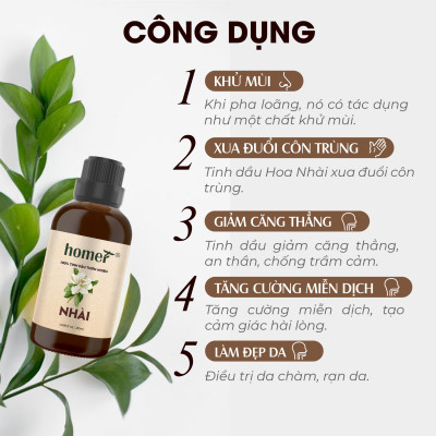 Tinh Dầu Hoa Nhài Homer 100ml - Chính Hãng, Đạt Chuẩn Kiểm Định Cao Cấp - Tinh Dầu Xông Thơm Phòng, Thư Giãn, Khử Mùi hiệu quả