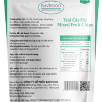 [Thùng = 40 gói x 100 grs/gói] Trái Cây Sấy Chân Không (Mixed Fruit Chips), Giòn Xốp Tự Nhiên – BAVIFOOD, Khối Lượng: 4 kg/thùng (thùng = 40 gói x 100 grs/gói) – Premium