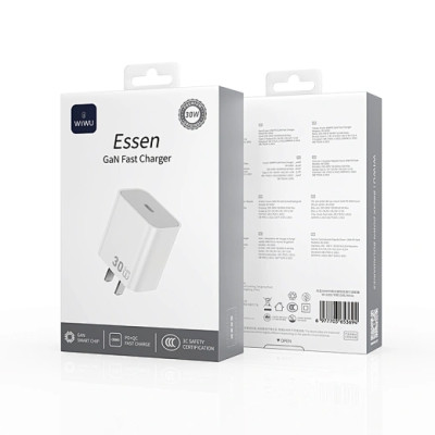 Adapter cóc củ sạc nhanh 30W PD USB C PPS chống cháy hiệu WIWU GAN ESSEN Fast Charger Wi-G002 cho iPhone iPad Oppo Samsung - Hàng nhập khẩu