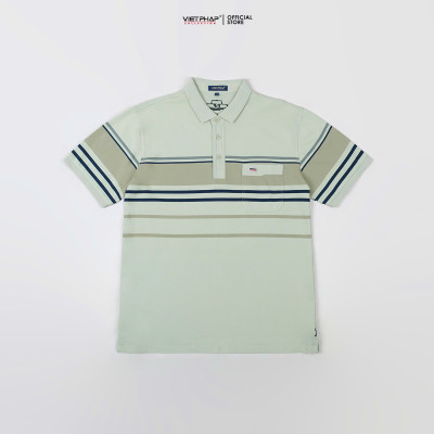 Áo Polo Nam VIỆT PHÁP Form Luxury -  Thun Cây Dù Sọc Túi, lịch lãm, sang trọng 22814