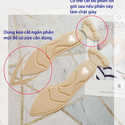Miếng lót giày cao gót mũi nhọn cho giày bị rộng cao cấp, vải thoáng khí và êm chân- buybox - BBPK55 - (Da beo)
