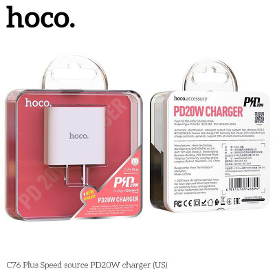 Củ Sạc Siêu Nhanh 20W PD Cho iPhone, iPad, Samsung,... - Cốc Sạc Hoco C76 Pus/C76A Plus 3.0 Siêu Nhanh Siêu Bền - HÀNG CHÍNH HÃNG