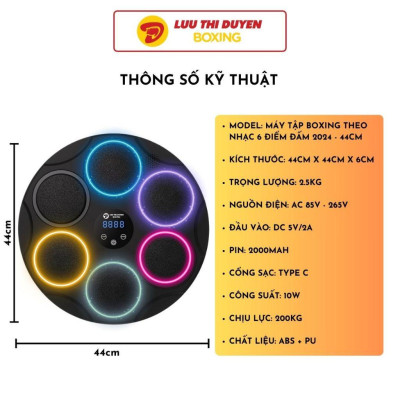 Máy đấm bốc gắn tường tại nhà, máy tập boxing theo nhạc - 6 điểm đấm 44cm - Kết nối bluetooth - Lừu Thị Duyên Boxing