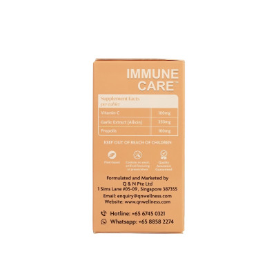 Viên Uống Bổ Sung Vitamin C Immune Care QN Wellness Tăng Cường Hệ Hô Hấp, Hỗ Trợ Khả Năng Miễn Dịch & Sức Khỏe Cơ Thể - Hộp 60 Viên