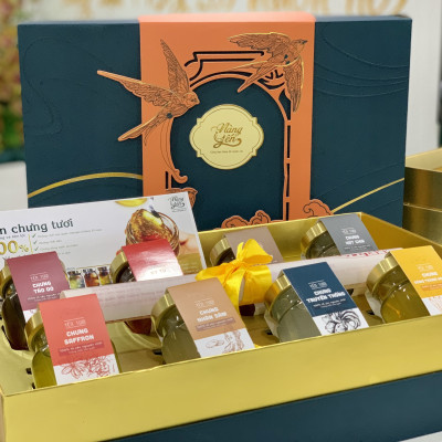 Bộ quà tặng sang trọng từ yến - Set Bát Bảo Như Ý (8 hũ yến tươi thượng hạng chưng sẵn, 70ml*8) | Thích hợp biếu tặng hoặc đi thăm bệnh | Yến sào Nàng Yến