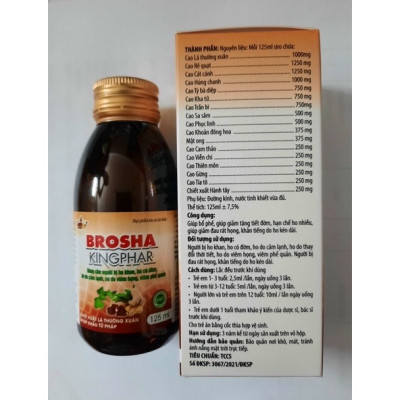 Siro Brosha Kingphar , chai 125ml, giảm ho, bổ phế , giảm tăng tiết đờm
