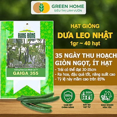 Hạt Giống Dưa Leo Nhật Lai F1 Greenhome, Gói 1gr 40 hạt, Dễ Trồng Quanh Năm, Nảy Mầm Cao, T24
