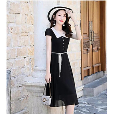 ĐẦM XÒE CHIFFON CỔ SEN TRẮNG