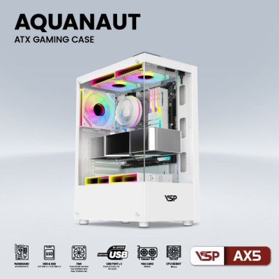 Vỏ Máy Tính Case VSP AX5 Aquanaut ATX Gaming (Black/White) - Hàng Chính Hãng