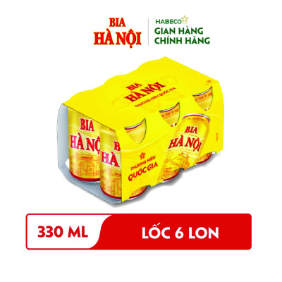 Lốc 6 lon Bia Hà Nội (330ml/lon)