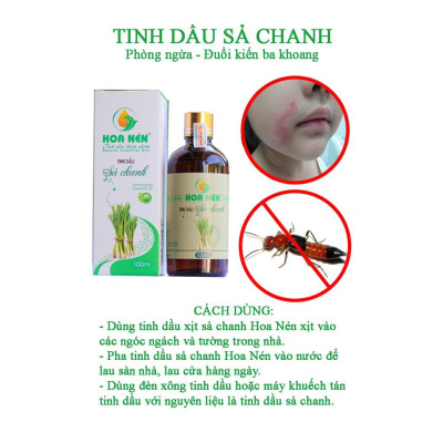 Tinh dầu Sả Chanh nguyên chất 100ml - Hoa Nén - Vegan - Đuổi muỗi, giải cảm, khử mùi