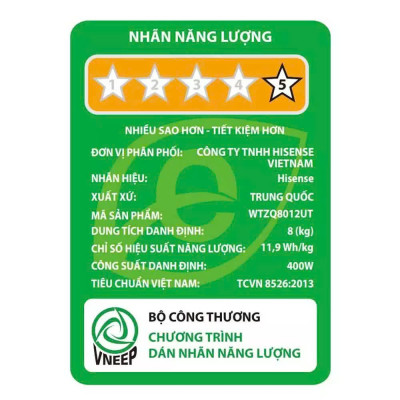 Máy Giặt Hisense 8kg WTZQ8012UT Bộ Giặt Xơ Vải Làm Sạch, Vệ Sinh Lồng Giặt, Vắt Khô, Bảo Hành Chính Hãng 24 Tháng - Hàng Chính Hãng