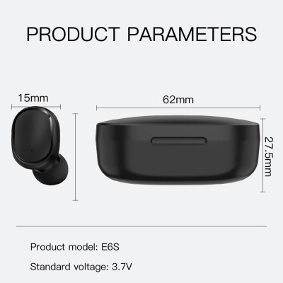 CINCATDY Tai Nghe Bluetooth V5.0 Earbuds Gaming Headphone True Wireless Headset E6S - Hàng Chính Hãng