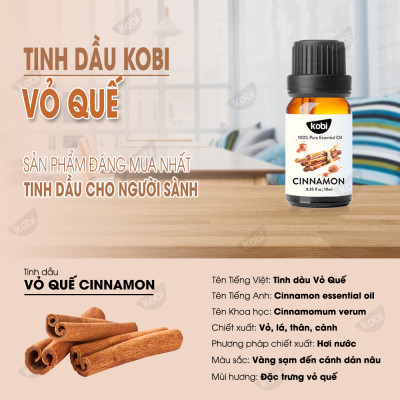 Combo 2 Tinh Dầu Kobi Nhập Khẩu Ấn Độ: Tinh Dầu Oải Hương (50ml) + Tinh Dầu Quế (50ml) - Tinh Dầu Thiên Nhiên Nguyên Chất, Giúp Giảm Stress, Làm Thơm Phòng