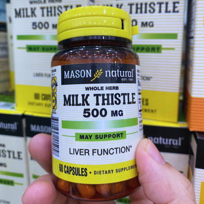 Mason Natural Milk Thistle 500mg Hỗ trợ tăng cường chức năng gan lọ 60 viên