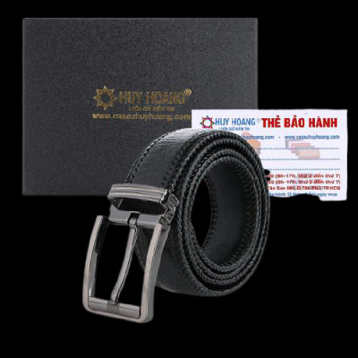 HP4459-63-67-71 - Thắt lưng nam da đà điểu Huy Hoàng đan viền 4P đầu kim màu đen, nâu đất, vàng bò, nâu đỏ