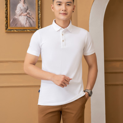 Áo polo nam ngắn tay ALIGRO màu trắng ALGPLO76