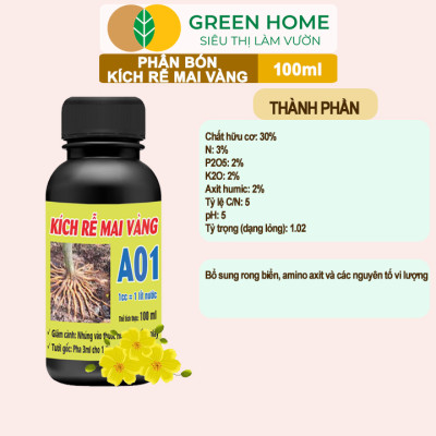 Phân Bón Kích Rễ Mai Vàng GreenHome, Hũ 100ml, Ra Rễ Cực Mạnh Dùng Giâm, Chiết Cành, Chuyên Hoa Mai