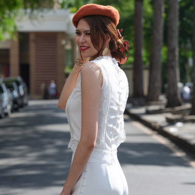 Áo Croptop Nữ Ôm Eo Áo Ren Nữ Cao Cấp Thời trang Thiết kế Hity TOP133 (Trắng Kim Cương)