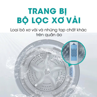 Máy Giặt Hisense 8kg WTZQ8012UT Bộ Giặt Xơ Vải Làm Sạch, Vệ Sinh Lồng Giặt, Vắt Khô, Bảo Hành Chính Hãng 24 Tháng - Hàng Chính Hãng