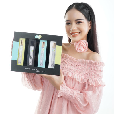Hộp Combo Quà Tặng 4 Chai Nước Hoa mini 10ML, mùi hương gỗ, cam quýt, hoa cỏ, phấn | EVOR