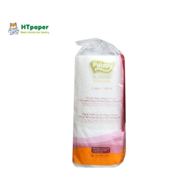 Khăn Giấy Bếp, Khăn Giấy Lau Đa Năng Pulppy Supreme 2 cuộn x 140 tờ tiện dụng thấm hút dầu mỡ