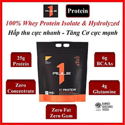 Rule 1 Protein 10Lbs 4,54kg – Bổ sung Protein 100% Whey Isoalte & Hydrolyzed, hấp thu cực nhanh, tăng Cơ cực mạnh