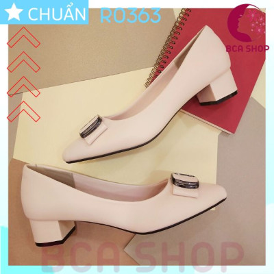 [CÔNG SỞ]  Giày cao gót nữ màu 4p RO363 ROSATA tại BCASHOP bít mũi, nhấn nơ kim loại vuông, kiểu dáng công sở thanh lịch