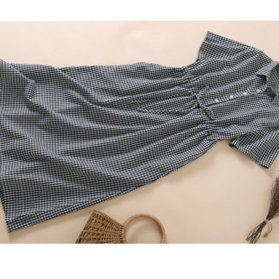 Đầm suông kẻ sọc cổ sơ mi Linen kèm đai thắt eo, chất vải linen tự nhiên, thời trang phong cách Hàn Da73