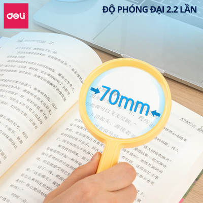 Kính Lúp Cầm Tay Deli Độ Phóng Đại 3 Lần Chất Liệu Thủy Tinh Cho Hình Ảnh Sắc Nét Gọn Nhẹ Dễ Mang Theo Nhiều Màu