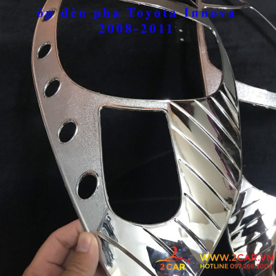 Ốp viền đèn pha, hậu xe Toyota Innova 2009-2011 mạ crom cao cấp, sáng bóng