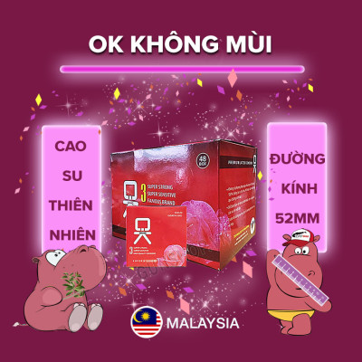 Bộ 6 Hộp bao cao su OKHQ hương Dâu (1 hộp 3 chiếc)  + 6 Hộp bao cao su OKHQ Không Mùi (1 hộp 3 chiếc) 