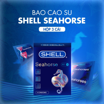 Bao cao su Shell Seahorse kéo dài thời gian - Hộp 3 cái | SHELL CHÍNH HÃNG